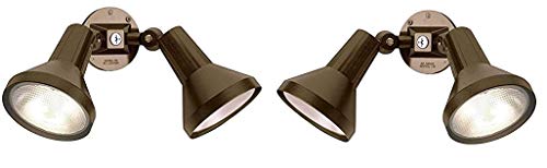 Dysmio Lighting Two Light Outdoor Heavy Duty Cast Aluminum Durable Weather Proof Security Flood Light, Bronze Finish Pack of 2