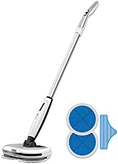 Rollibot M6 2 in 1 Floor Scrubber - Cordless Rotating Electric Mop Spinning Hard Floor Cleaner or Polisher Works On Laminate, Wood, Linoleum, Tile, Marble, and More - Rechargable