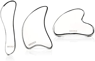 Stainless Steel Gua Sha Massage Tools Set, 3 Various Sizes and Shapes of Arc Design Body MassageTools, Suitable for Skin, Body Massage Soft Tissue Tools