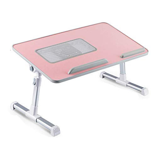 RiwiR Lap Desk Pink for 17 inch with Cooling Fan Folding Portable Laptop Bed Table Sofa Adjustable Height Tilt Angle Tray Table for Student Kids Adults Work Writing (Large Size 23.6 × 13.0 in)