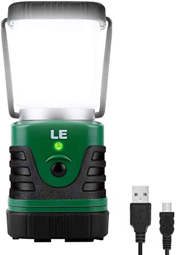 LE LED Camping Lantern Rechargeable, 1000LM, 4 Light Modes, 4400mAh Power Bank, IPX4 Waterproof, Perfect Lantern Flashlight for Hurricane Emergency, Hiking, Home and More, USB Cable Included