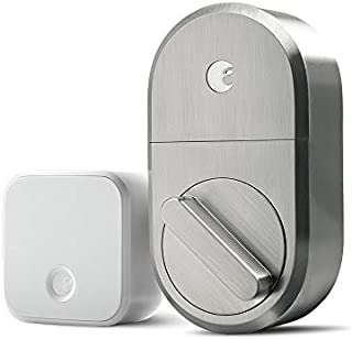 August Smart Lock + Connect Wi-Fi Bridge, Satin Nickel, Works with Alexa, Keyless Home Entry from Anywhere