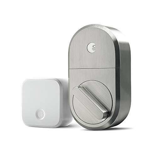 August Smart Lock + Connect Wi-Fi Bridge, Satin Nickel, Works with Alexa, Keyless Home Entry from Anywhere