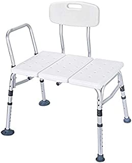 HEALTHLINE Tub Transfer Bench, Lightweight Medical Bath and Shower Chair with Back, Non-Slip Seat, Transfer Bench for Elderly and Disabled, Medical Bath Shower Chair, Adjustable Height, White