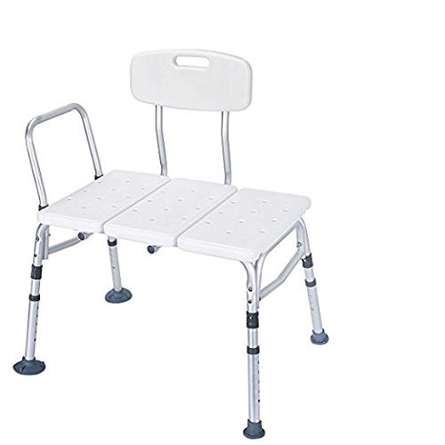 HEALTHLINE Tub Transfer Bench, Lightweight Medical Bath and Shower Chair with Back, Non-Slip Seat, Transfer Bench for Elderly and Disabled, Medical Bath Shower Chair, Adjustable Height, White