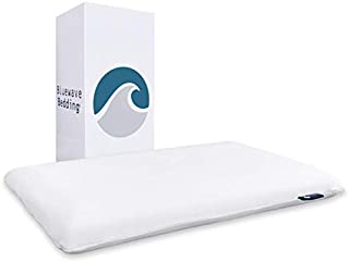 Bluewave Bedding Ultra Slim Gel Memory Foam Pillow for Stomach and Back Sleepers - Thin and Flat Design for Spinal Alignment, Better Breathing and Enhanced Sleeping (Full Pillow Shape, Standard Size)