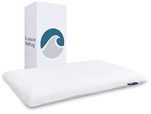 Bluewave Bedding Ultra Slim Gel Memory Foam Pillow for Stomach and Back Sleepers - Thin and Flat Design for Spinal Alignment, Better Breathing and Enhanced Sleeping (Full Pillow Shape, Standard Size)