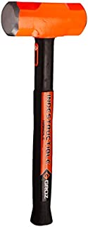 GROZ Heavy Duty 8lb Sledge Hammer with 16-Inch Indestructible Handle | Hard Face Steel Head 52 HRC | Steel Locking Plate | Hi-Visibility Head | Vulcanized Rubber Handle (34523)