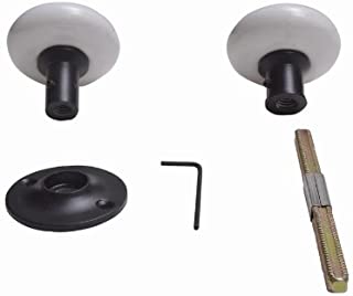 A29 Porcelain Rim Lock Knob Set, White Color, Black Powder Coat Stem