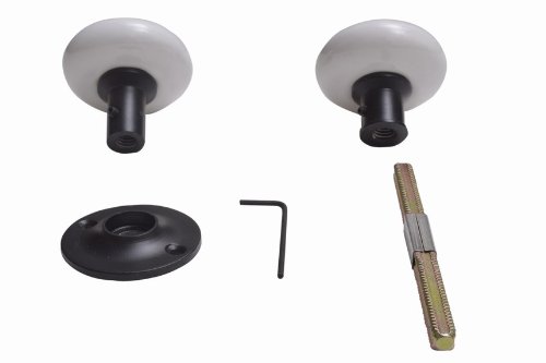 A29 Porcelain Rim Lock Knob Set, White Color, Black Powder Coat Stem