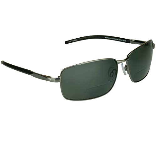 proSPORT Polarized Bifocal Sunglasses Men Women Fishing Driving Boating Golf Gun Metal Smoke +1.50 Premium Anti Glare TAC Lenses Durable Metal Alloy Frames Spring Hinge