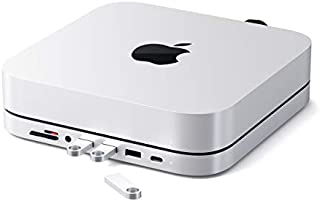 Satechi Type-C Aluminum Stand & Hub - USB-C Data Port, Micro/SD Card Readers, USB 3.0 & Headphone Jack Port - Compatible with 2020 & 2018 Mac Mini (Silver)