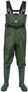 TideWe Bootfoot Chest Wader, 2-Ply Nylon/PVC Waterproof Fishing & Hunting Waders for Men and Women Green Size 13