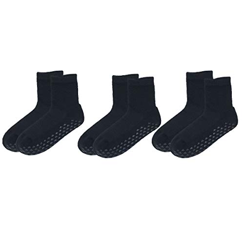 Non Skid Socks with Grips for Adults Elders Diabetic Hospital Socks Anti Slip Socks Slipper for Adults Men Women (diabeticblackB, L)