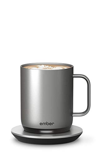 Ember Temperature Control Smart Mug 2, 10 oz, Stainless Steel, 1.5-hr Battery Life - App Controlled Heated Coffee Mug - New & Improved Design