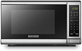 BLACK+DECKER EM720CB7 Digital Microwave Oven with Turntable Push-Button Door,Child Safety Lock,700W, Stainless Steel, 0.7 Cu.ft