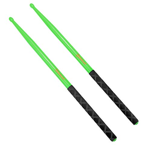 5A Nylon Drumsticks for Drum Set Light Durable Plastic Exercise ANTI-SLIP Handles Drum Sticks for Kids Adults Musical Instrument Percussion Accessories Green