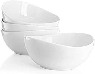 Sweese 103.101 Porcelain Bowls - 28 Ounce for Cereal, Salad and Desserts - Set of 4, White