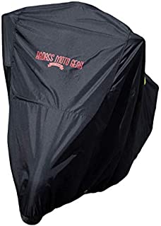 Ultimate Waterproof Motorcycle Cover - Outdoor Storage Motorcycle Covers for Harleys - Street or Sport Bike. Taped Seams, Windshield Liner, Heat Shield, Vents, Reflective, Grommets, Alarm Pockets, M