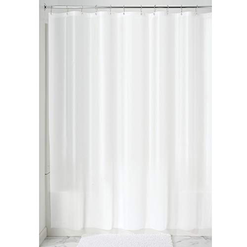 iDesign PEVA Plastic Shower Curtain Liner, Mold and Mildew Resistant Plastic Shower Curtain for use Alone or With Fabric Curtain, 72 x 72 Inches, White