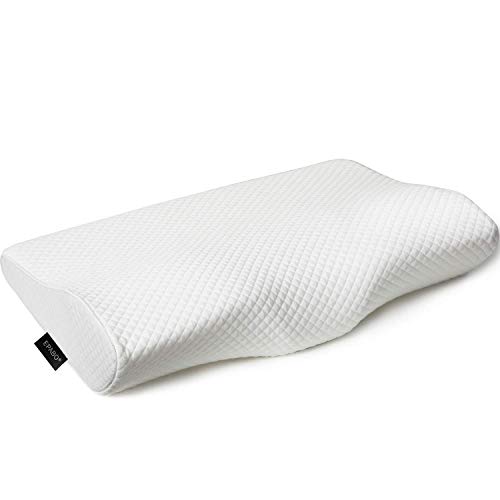 EPABO Contour Memory Foam Pillow Orthopedic Sleeping Pillows, Ergonomic Cervical Pillow for Neck Pain - for Side Sleepers, Back and Stomach Sleepers, Free Pillowcase Included ( Firm & Queen