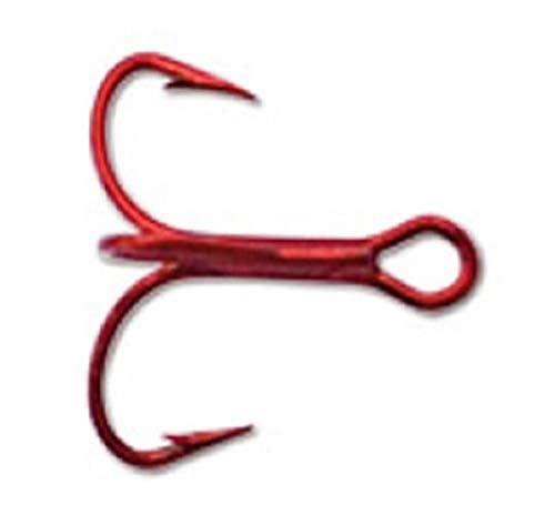 Mustad Classic Triple Grip Treble Saltwater Fishing Hook with 2 Extra Short Shank in Blonde Red Finish (Pack of 10) Sizes 2, 4, 6, 8