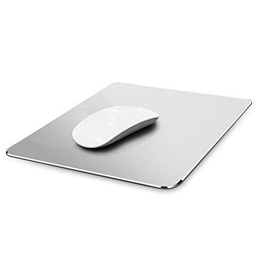 Yicaihong Metal Aluminum Mouse Pad Hard Silver Clear Modern Ultra Thin Double Side Design Mouse Mat Waterproof Fast and Accurate Control for Gaming and Office Magic, Medium 9.45X7.87 Inch