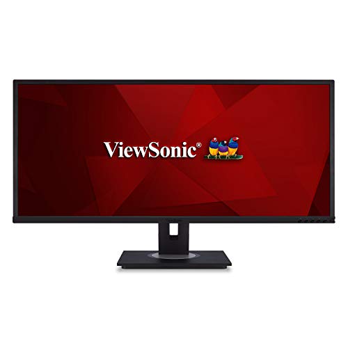 ViewSonic VG3448 34 Inch Ultra-Wide 21:9 WQHD Ergonomic Monitor with HDMI DisplayPort USB and 40 Degree Tilt for Home and Office, Black