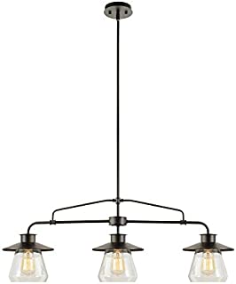 Globe Electric 64845 Nate 3-Light Pendant, Oil Rubbed Bronze, Clear Glass Shades