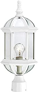 Nuvo Lighting 60/4974 Boxwood One Light Post Lantern 100 Watt A19 Max. Clear Beveled Glass White Outdoor Fixture