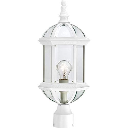 Nuvo Lighting 60/4974 Boxwood One Light Post Lantern 100 Watt A19 Max. Clear Beveled Glass White Outdoor Fixture