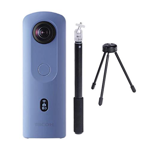 Ricoh Theta SC2 360-Degree 4K Spherical VR Camera (Blue) Bundle with Selfie Stick Accessory Bundle