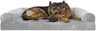 Furhaven Pet Dog Bed - Orthopedic Faux Fur and Velvet Traditional Sofa-Style Living Room Couch Pet Bed with Removable Cover for Dogs and Cats, Smoke Gray, Jumbo