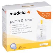 Medela Pump & Save Breast Milk Storage Bags, 20 Count Pack, Breastmilk Freezer Bags, Pour or Pump Directly into Bags with Included Easy Connect Adaptors, Made Without BPA