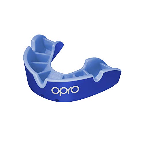 OPRO Silver Level Mouthguard | Gum Shield for Rugby, Hockey, Wrestling, and Other Combat and Contact Sports - 18 Month Dental Warranty (Blue, Adult)