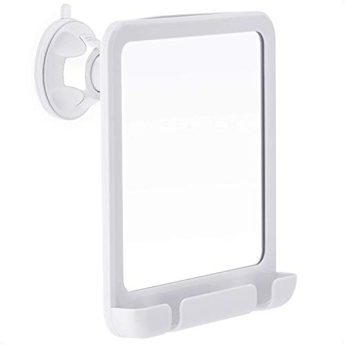 2019 Fogless Shower Mirror for Shaving with Razor Holder, Strong Suction and 360° Swivel, Shatterproof and Anti Fog Design, 8-Inch x 7-Inch (White)