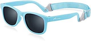 Nacuwa Baby Sunglasses - 100% UV Proof Sunglasses for Baby, Toddler, Kids - Ages 0-2 Years - Case and Pouch included Blue Medium