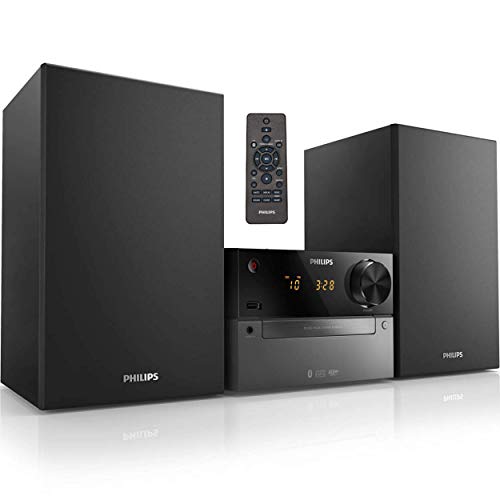 Philips Bluetooth Stereo System for Home with CD Player, Wireless Streaming, MP3, USB, Audio in, FM Radio, 15W, Micro Music Sound System