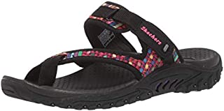 Skechers Women's Reggae-MAD Swag-Toe Thong Woven Sandal, Black, 7 M US