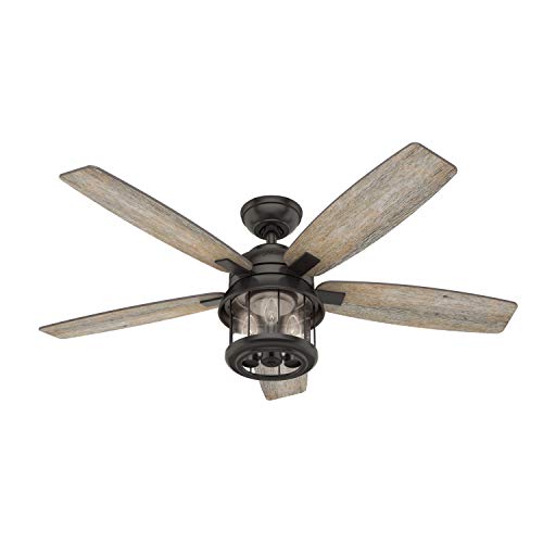 HUNTER 59420 Coral Bay Indoor / Outdoor Ceiling Fan with LED Light and Remote Control, 52