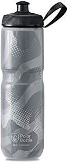 Polar Bottle Sport Insulated Water Bottle - BPA-Free, Sport & Bike Squeeze Bottle with Handle (Contender - Charcoal & Silver, 24 oz)