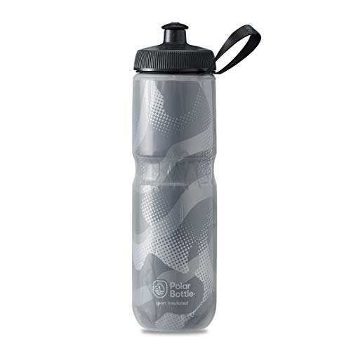 Polar Bottle Sport Insulated Water Bottle - BPA-Free, Sport & Bike Squeeze Bottle with Handle (Contender - Charcoal & Silver, 24 oz)