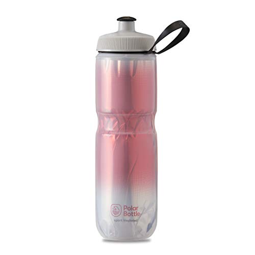 Polar Bottle Sport Insulated Water Bottle - BPA-Free, Sport & Bike Squeeze Bottle with Handle (Fade - Red & Silver, 24 oz)