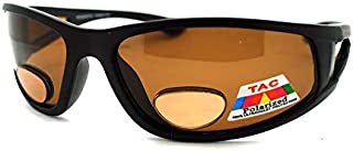Mens Wrap Around Sport Sunglasses Polarized Plus Bifocal Reading Lens Black (black (brown), 2.25)