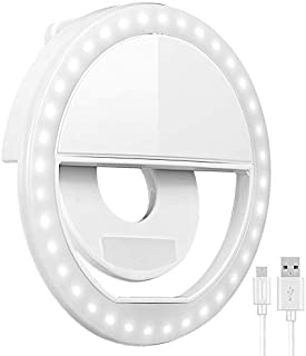 Selfie Ring Light, Oternal Selfie Light Rechargeable Portable Clip-on Selfie Fill Ring Light for iPhone Android Smart Phone Photography, Camera Video, Girl Makes up (White A)