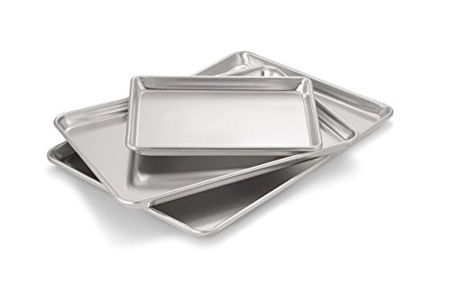 Artisan Professional Classic Aluminum Baking Sheet Pan Set with Quarter, Half, and 2/3-Size Sheets (3603A)