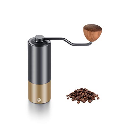 Coffee Grinder, HEIHOX Manual Hand Coffee Burr Mill Grinder with Adjustable Setting, Whole Beans Conical Burr Mill for Pour over French Press Espresso Turkish or Cold Brew, Stainless Steel Burr Grinder, Travel or Camping