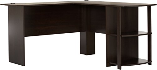 Dakota L-Shaped Desk with Bookshelves, Espresso