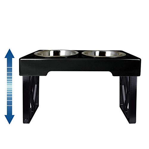 Pet Zone Designer Diner Adjustable Elevated Dog Bowls - Adjusts to 3 Heights, 2.75, 8