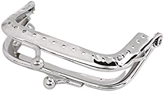 PEPPERLONELY Brand, 5PC Metal Frames Snap Clasp for Small Coin Style Purse Silver Tone 2-1/2 X 1-1/4 Inch